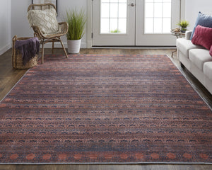 Feizy Rugs Voss Collection Bold Transitional Area Rug In Vibrant Colors For A Striking Home Aesthetic Red,Brown,Blue Polyester Vos39h4ftanblug21