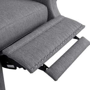 English Elm Christopher Knight Home® - Button Button Tufted Heavy Duty Manual Push-Back Recliner Chair with Nailhead Accents and Comfort Backrest Grey 71976.00GRY