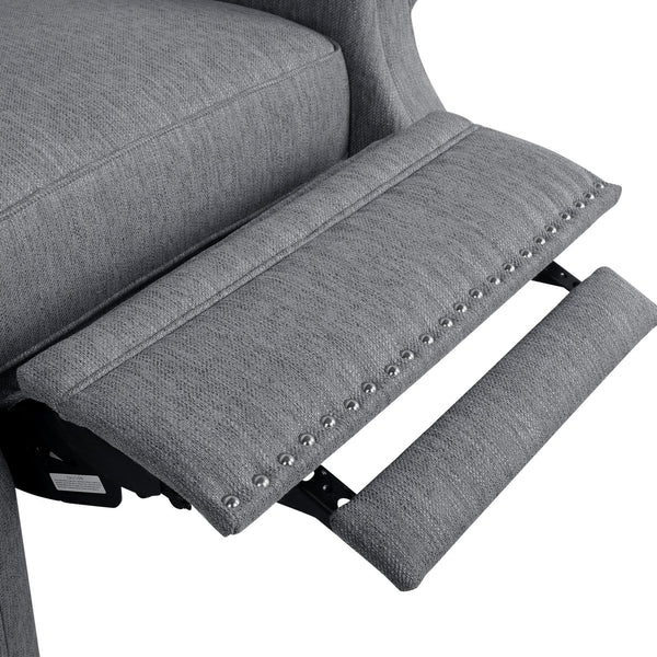 English Elm Christopher Knight Home® - Button Button Tufted Heavy Duty Manual Push-Back Recliner Chair with Nailhead Accents and Comfort Backrest Grey 71976.00GRY