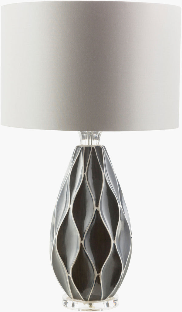 Surya Bethany Modern Ceramic Accent Table Lamp - 28" Tall With White Cotton Shade For Stylish Illumination Body, Medium Gray,Base, Clear Ceramic,Acrylic,Cotton,Polyester Bth420-tbl