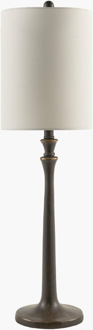 Livabliss Bettiny Rustic Industrial Resin Table Lamp with Linen Shade and Iron Finial Detail BTI-004
