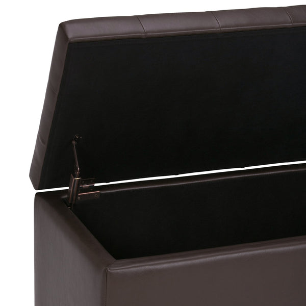 English Elm Cosmopolitan Storage Ottoman - Stylish Chocolate Brown Faux Leather With Hidden Storage & Comfort B136P159765