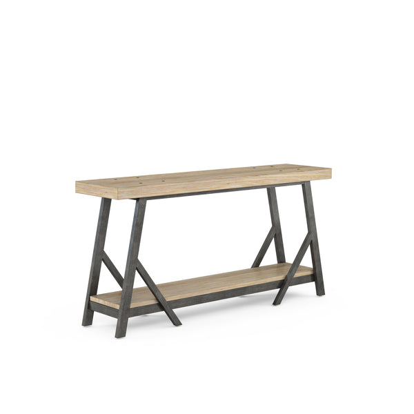 A.R.T. Furniture Frame Console Table – Stylish Two-tone Finish With Industrial Charm, Fixed Shelf & Protective Glides Light Brown Ash & Poplar Solid,Plank,Effect Flakey & Quarter,Sawn Oak Veneer 278374-2344