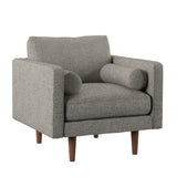 Homelegance By Top-Line Jeriah Mid-Century Tapered Leg Accent Chair with Pillows Grey Linen