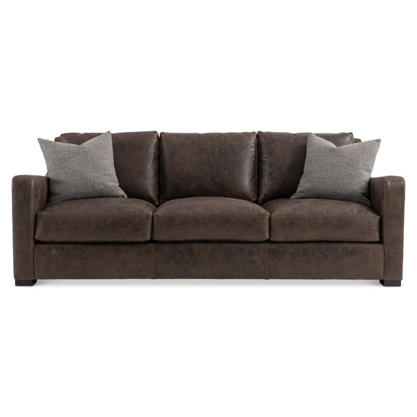 Bernhardt Bernhardt Ventura Leather Sofa With Tall Back, Swooping Arms & Three Deep Cushions For Timeless Comfort And Style 3516LO