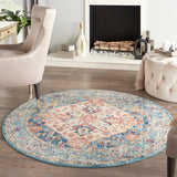 Nourison Passion PSN23 Machine Made Power-loomed Ornamental Border Indoor Only Bohemian Vintage Rug Ivory,Light Blue, Ivory Light Blue 100% Polypropylene 99446809230