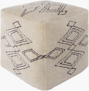 Surya Braith 18" Hand-knitted Pouf – Global-inspired Design For Chic, Cozy Home Décor & Comfort Cream Acrylic,Polybeads Btpf004-181818
