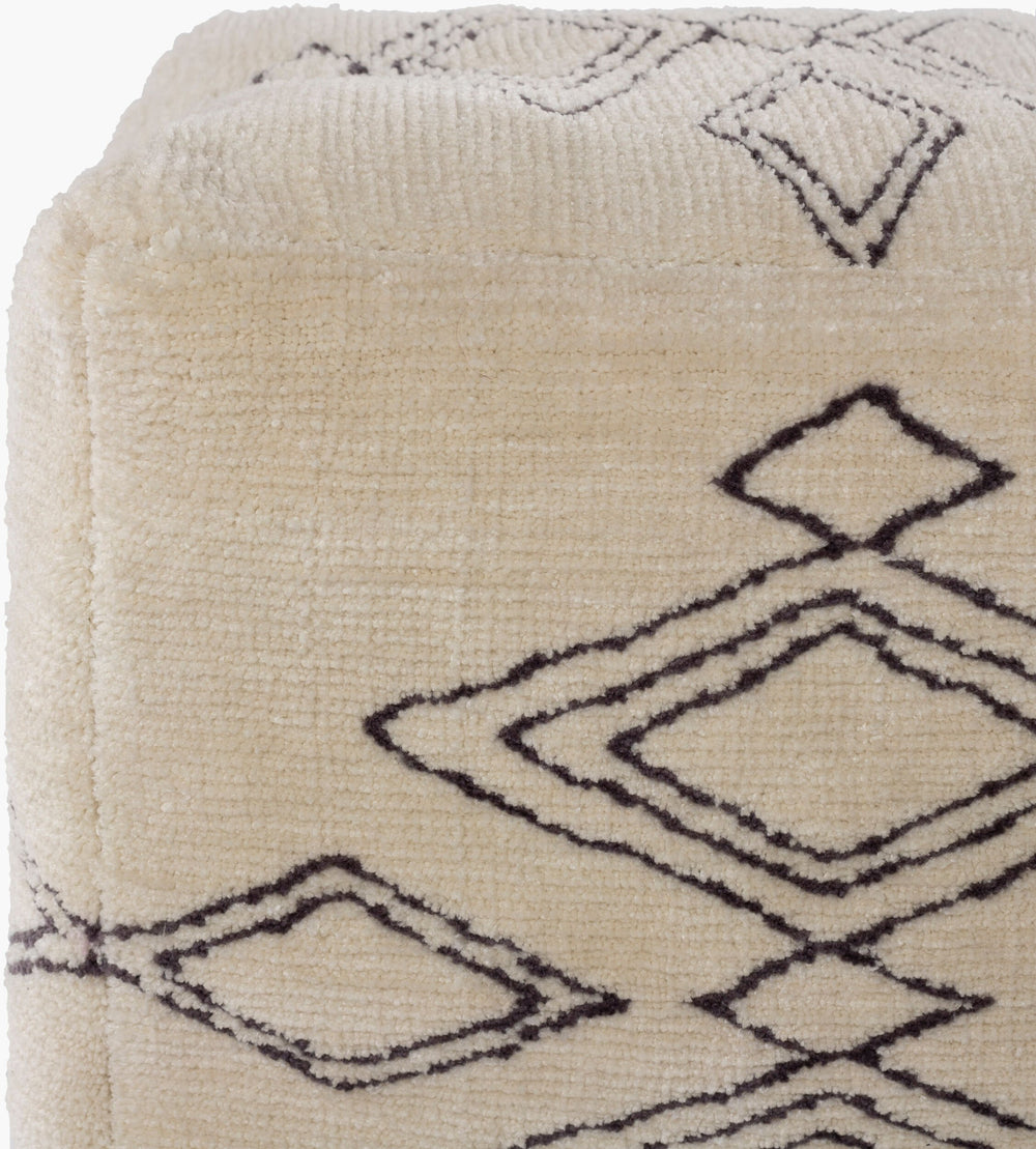 Surya Braith 18" Hand-knitted Pouf – Global-inspired Design For Chic, Cozy Home Décor & Comfort Cream Acrylic,Polybeads Btpf004-181818