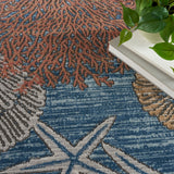 Nourison Pompeii PMP04 Machine Made Power-loomed Borderless Design Indoor Only Coastal, Nautical & Beach  Rug Blue Multicolor, Blue Multicolor 70% Polypropylene,30% Polyester 99446957818