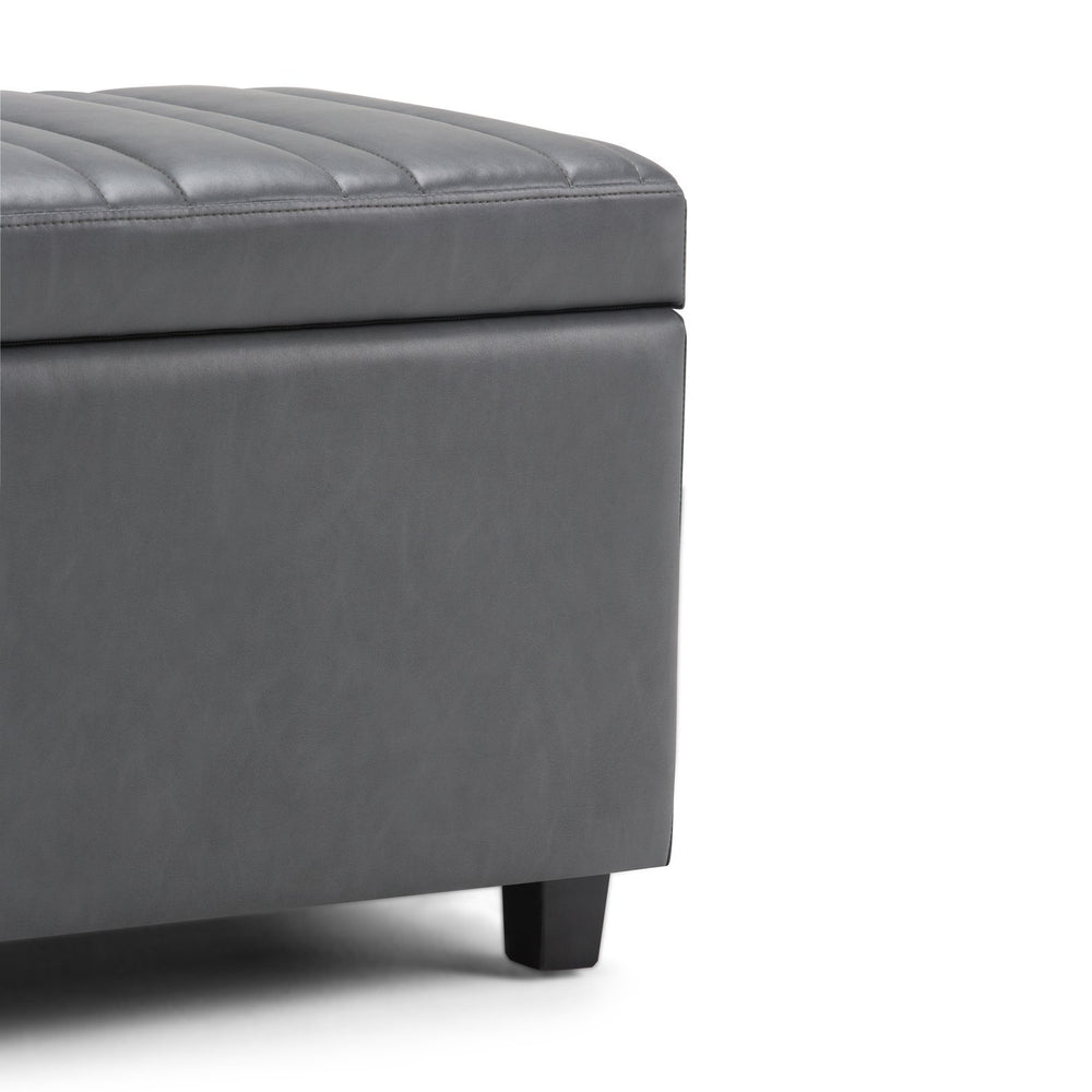 English Elm Darcy Storage Ottoman Bench - Stylish Stone Grey Faux Leather With Hidden Storage & Comfort Features B136P159119