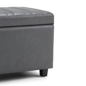 English Elm Darcy Storage Ottoman Bench - Stylish Stone Grey Faux Leather With Hidden Storage & Comfort Features B136P159119