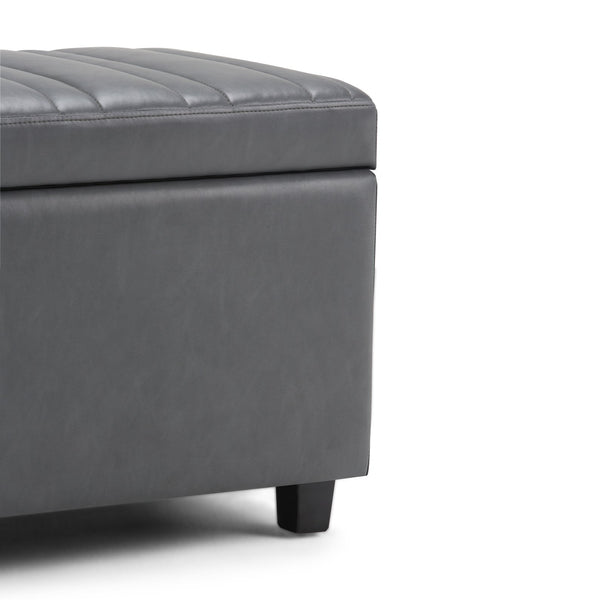 English Elm Darcy Storage Ottoman Bench - Stylish Stone Grey Faux Leather With Hidden Storage & Comfort Features B136P159119