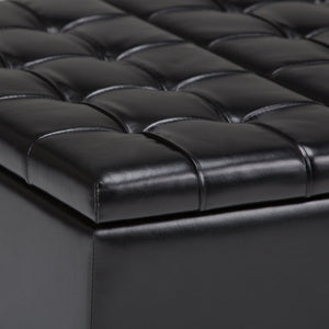 English Elm Harrison - Versatile Midnight Black Storage Ottoman With Lift-Top, Stylish Coffee Table & Seating B136P159136