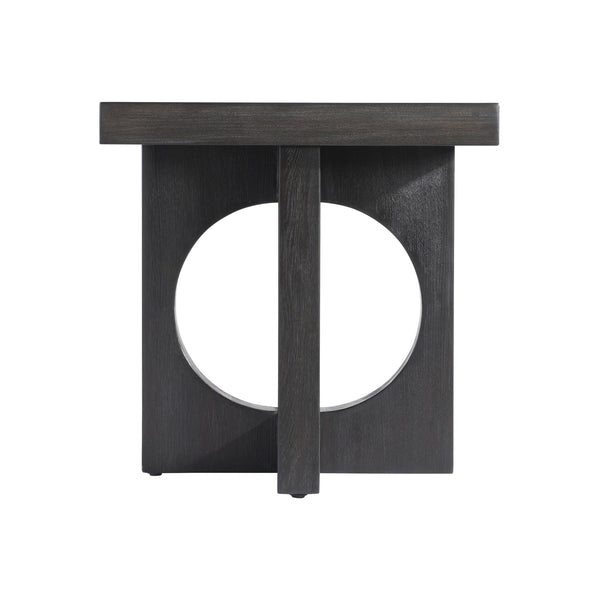 Bernhardt Bernhardt Micah Side Table — Wire-Brushed White Oak, Black Truffle Finish, Sculptural Geometric Accent (24"W X 24"H) 557121