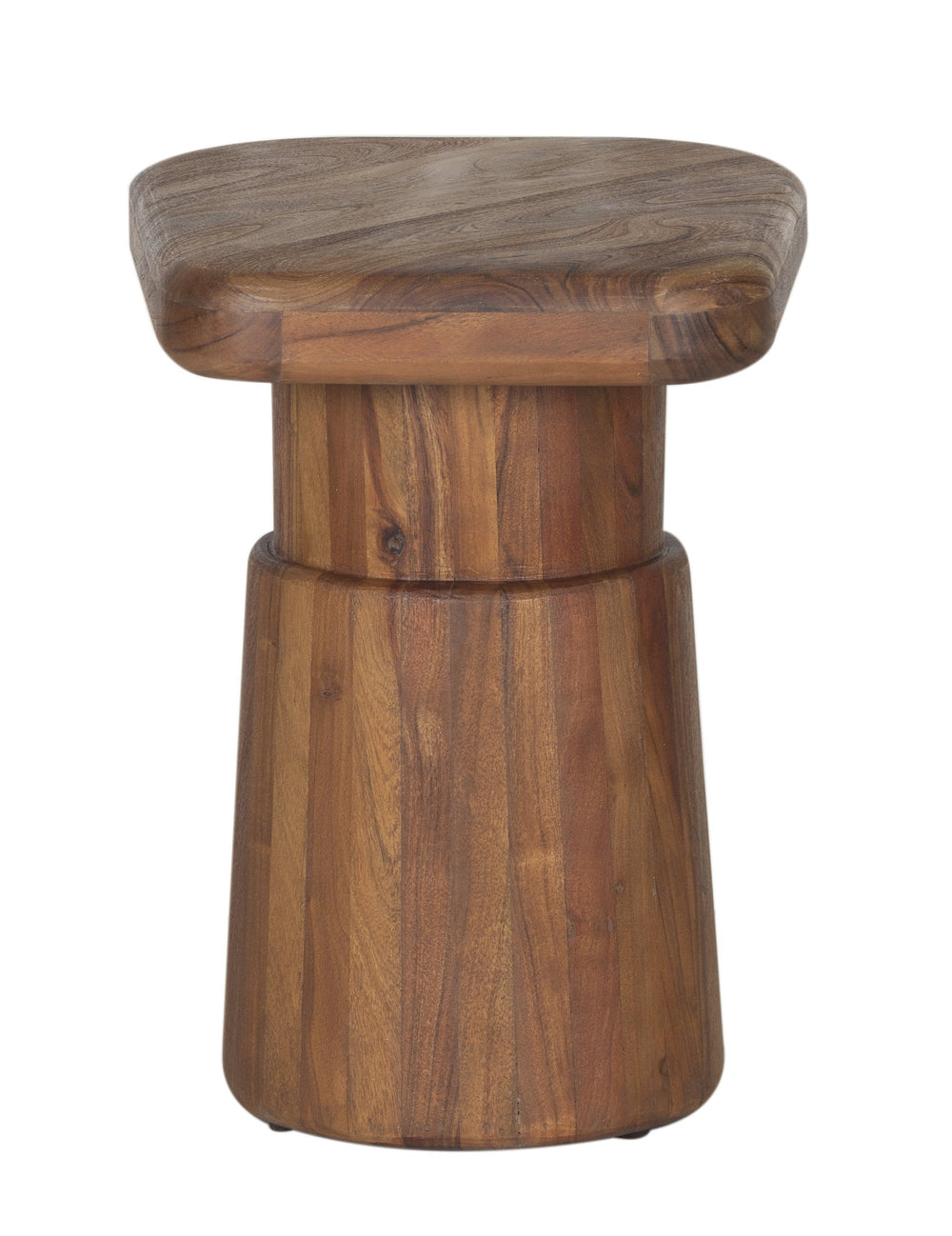 Porter Designs Porter Ekta Modern Solid Acacia Wood End Table - Artisan Design With Natural Grain Beauty Brown Wood 05-108-07-1810