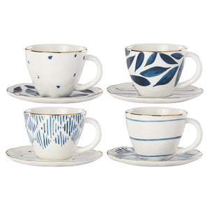 Lenox Blue Bay 8-Piece Espresso Cup & Saucer Set Blue, WHITE PORCELAIN 890199