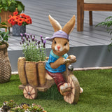 Christopher Knight Home® - Noble House - Raglan Outdoor Decorative Rabbit Planter, Blue and Brown