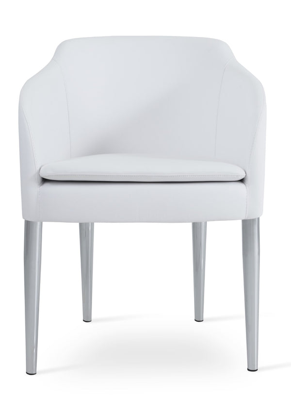 Soho Concept Buca Stylish Metal Armchair With Chrome Base, Leatherette Upholstery & 2-year Guarantee, Soft Black White  Soho-concept-dining-chair-01640