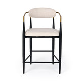 Modrest Buchtel - Mid-Century Modern Light Grey + Gold Arm + Black Counter Chair