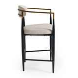 VIG Furniture Modrest Buchtel - Mid-Century Modern Light Grey + Gold Arm + Black Counter Chair VGDWJ1313-GRY