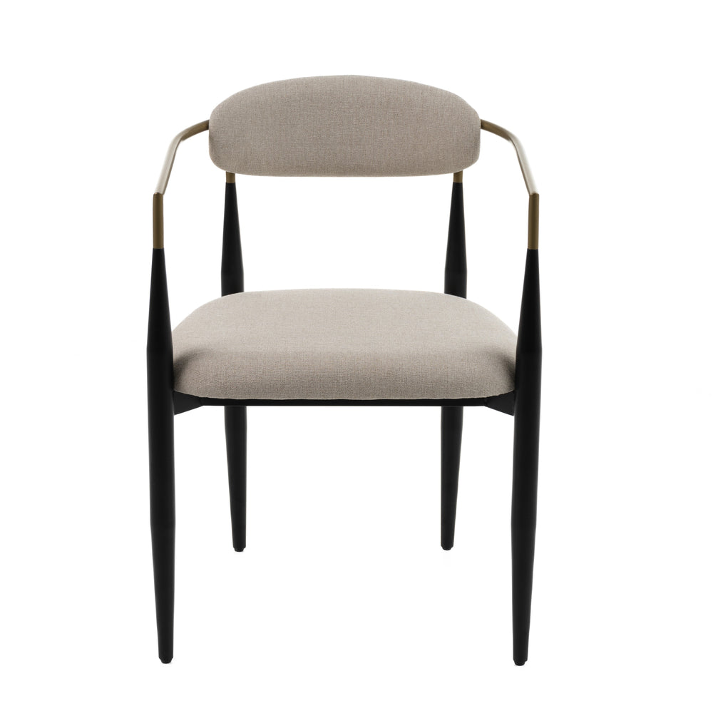 Vig Furniture Modrest Buchtel - Elegant Beige + Gold Armrest Dining Chair With Black Legs For Modern Homes Beige  Vgdw-j1312-bge