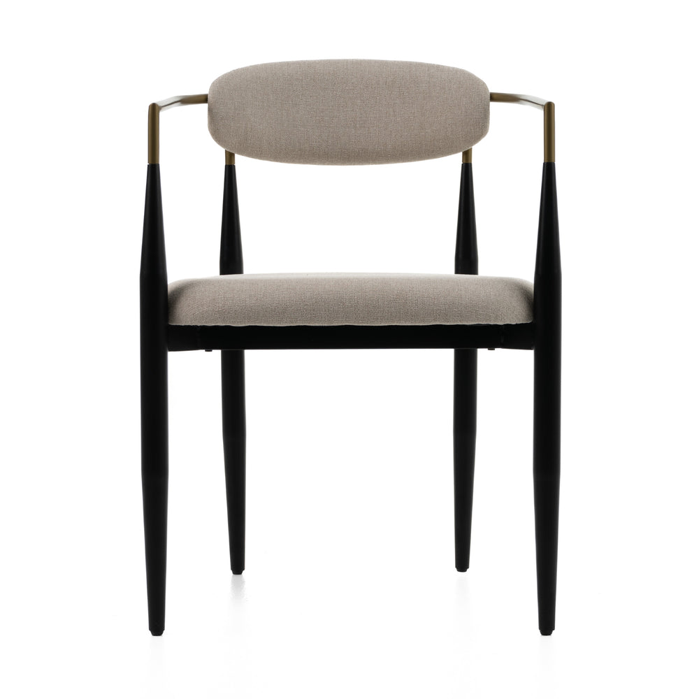 Vig Furniture Modrest Buchtel - Elegant Beige + Gold Armrest Dining Chair With Black Legs For Modern Homes Beige  Vgdw-j1312-bge