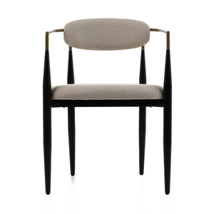 Vig Furniture Modrest Buchtel - Elegant Beige + Gold Armrest Dining Chair With Black Legs For Modern Homes Beige  Vgdw-j1312-bge