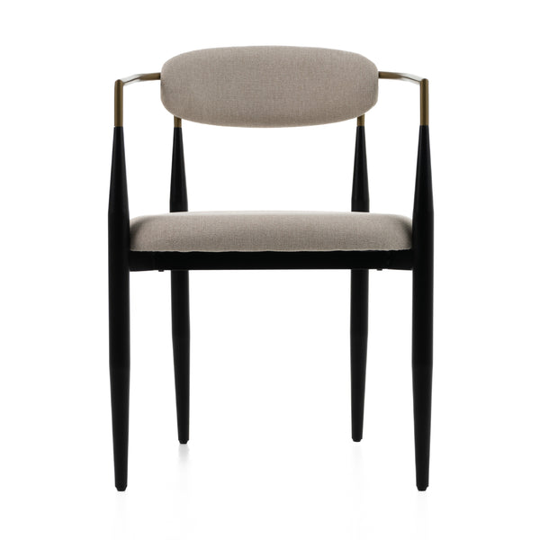 Vig Furniture Modrest Buchtel - Elegant Beige + Gold Armrest Dining Chair With Black Legs For Modern Homes Beige  Vgdw-j1312-bge