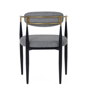 VIG Furniture Buchtel Mid-Century Modern Armchair With Curved Back, Foam Padding, Gold Arms & Black Tapered Legs Grey Dining Chair VGDW-J1312-MEDGRY