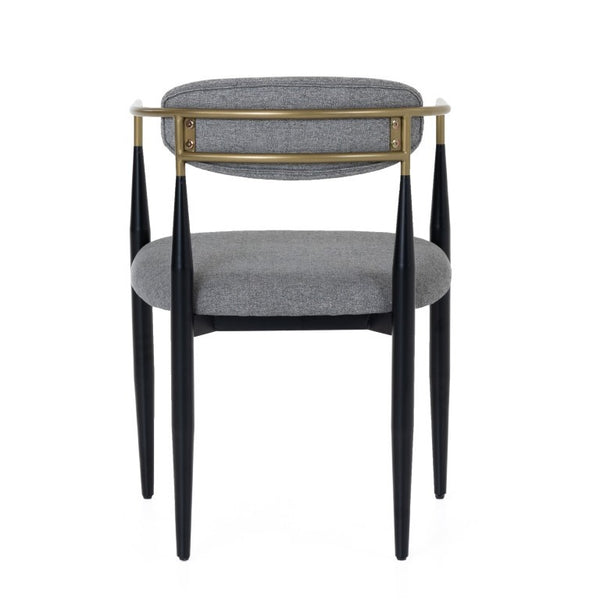 VIG Furniture Buchtel Mid-Century Modern Armchair With Curved Back, Foam Padding, Gold Arms & Black Tapered Legs Grey Dining Chair VGDW-J1312-MEDGRY