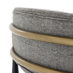 VIG Furniture Buchtel Mid-Century Modern Armchair With Curved Back, Foam Padding, Gold Arms & Black Tapered Legs Grey Dining Chair VGDW-J1312-MEDGRY