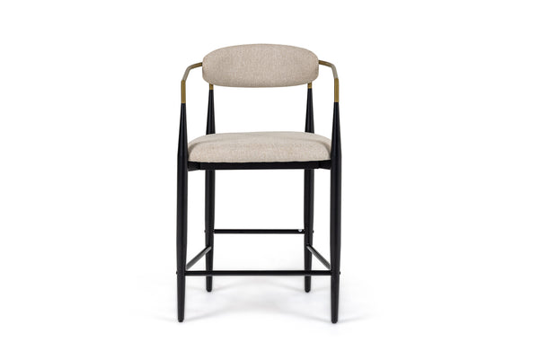 Vig Furniture Modrest Buchtel - Elegant Mid-century Modern Beige Counter Chair With Gold Arms & Black Legs Beige  Vgdw-j1313-bge