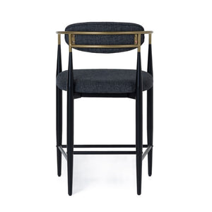 VIG Furniture Buchtel Mid-Century Counter Armchair In Medium Grey Fabric With Gold Arms And Black Legs — Stylish Seating Dark Grey Bar Stool VGDW-J1313-DKGRY