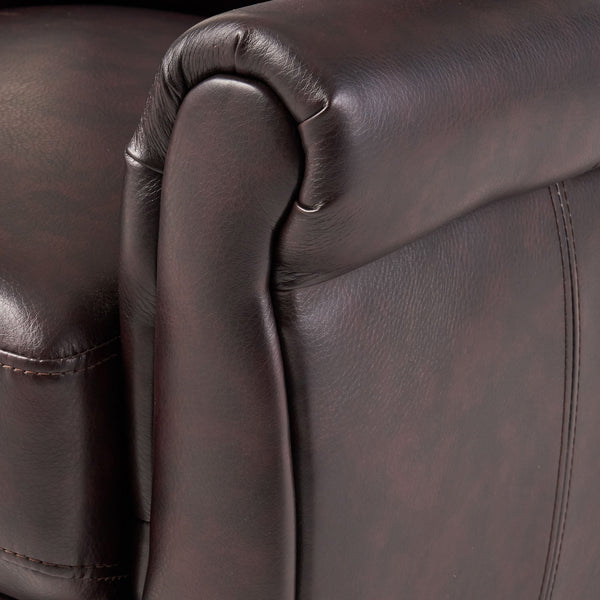 English Elm Christopher Knight Home® - Fabric Burgundy Recliner Chair Mid-Century PU Leather Pushback Sofa with Tufted Cushion, Compact Comfort 57574.00BDY