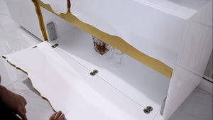 VIG Furniture Aspen Chic White High-Gloss Buffet With Champagne Gold Trim, Ample Storage, Ready-To-Use 71" VGVCG1808-WHT