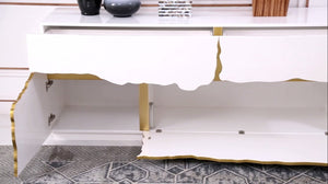 VIG Furniture Aspen Chic White High-Gloss Buffet With Champagne Gold Trim, Ample Storage, Ready-To-Use 71" VGVCG1808-WHT