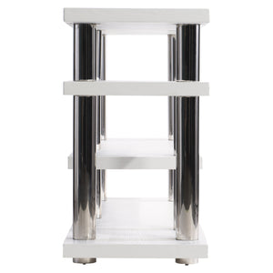 Bernhardt Bernhardt Yuma Console Table With Azucar Wood Shelves & Polished Stainless Posts, 69"W X 32"H Elegance 316912