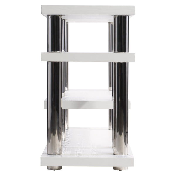 Bernhardt Bernhardt Yuma Console Table With Azucar Wood Shelves & Polished Stainless Posts, 69"W X 32"H Elegance 316912
