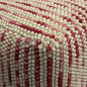 English Elm Zoey Handwoven Cube Pouf in Maroon Wool — Supportive Foam-Filled Accent Ottoman for Living Rooms Red B136P159263