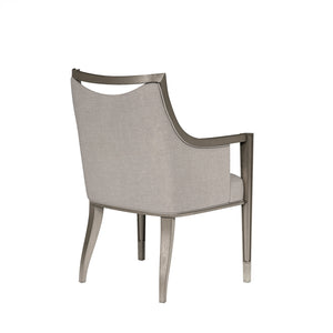 A.R.T. Furniture Cove Arm Chair - Elegant Transitional Glam Style, Curved Back Design, Luxurious Mushroom Upholstery Grey Rubberwood Solids,Foam,Fabric,Metal 349207-2743