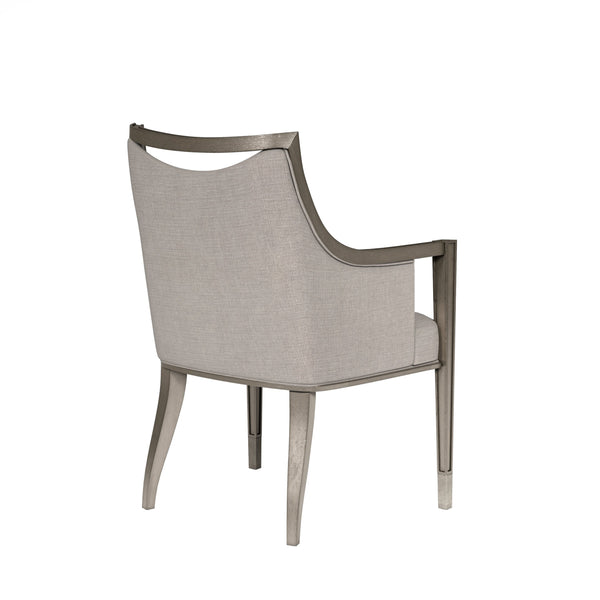 A.R.T. Furniture Cove Arm Chair - Elegant Transitional Glam Style, Curved Back Design, Luxurious Mushroom Upholstery Grey Rubberwood Solids,Foam,Fabric,Metal 349207-2743