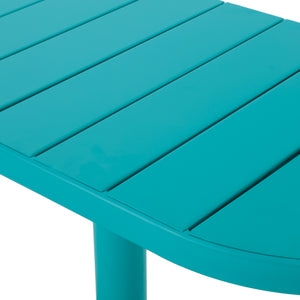 English Elm Santa Monica Outdoor Bistro Set Powder Coated Iron Oval Table Two Slat Chairs Patio 62015.00T