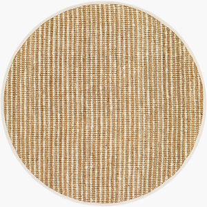 Livabliss Boucle Handwoven Jute Flatweave Area Rug Natural Texture for Coastal Cottage Living Spaces Tan, Beige 6' x 6' BUL2302-6RD