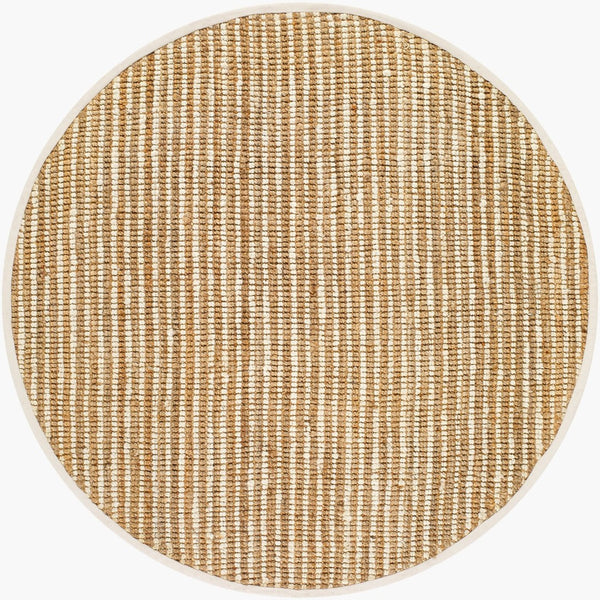 Livabliss Boucle Handwoven Jute Flatweave Area Rug Natural Texture for Coastal Cottage Living Spaces Tan, Beige 6' x 6' BUL2302-6RD