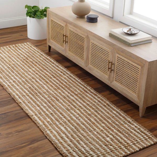 Livabliss Boucle Handwoven Jute Flatweave Area Rug Natural Texture for Coastal Cottage Living Spaces Tan, Beige 2'6" x 8' BUL2302-268