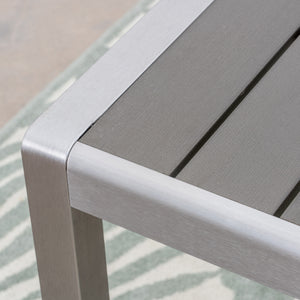 English Elm Coral Outdoor Faux Wood Aluminum Dining Table Seats Six on Patio or Deck 60452.00