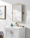 Burnish BUN-002 36"H x 29"W x 4"D Accent Mirror BUN002-3629  Frame: Gold Surya