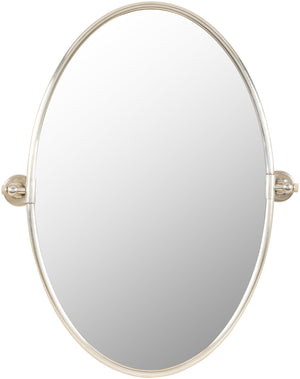 Burnish BUN-004 30"H x 25"W x 4"D Accent Mirror BUN004-3025  Frame: Metallic - Silver Surya