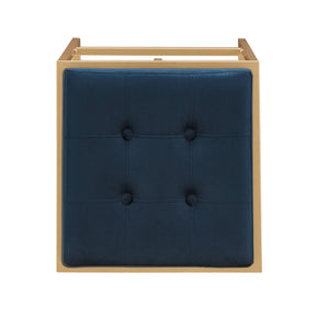 Homelegance By Top-Line Piper Gold Finish Velvet Button Tufted 29" Bar Height Stools (Set of 2) Blue Engineered Wood