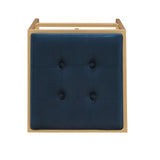 Homelegance By Top-Line Piper Gold Finish Velvet Button Tufted 29" Bar Height Stools (Set of 2) Blue Engineered Wood